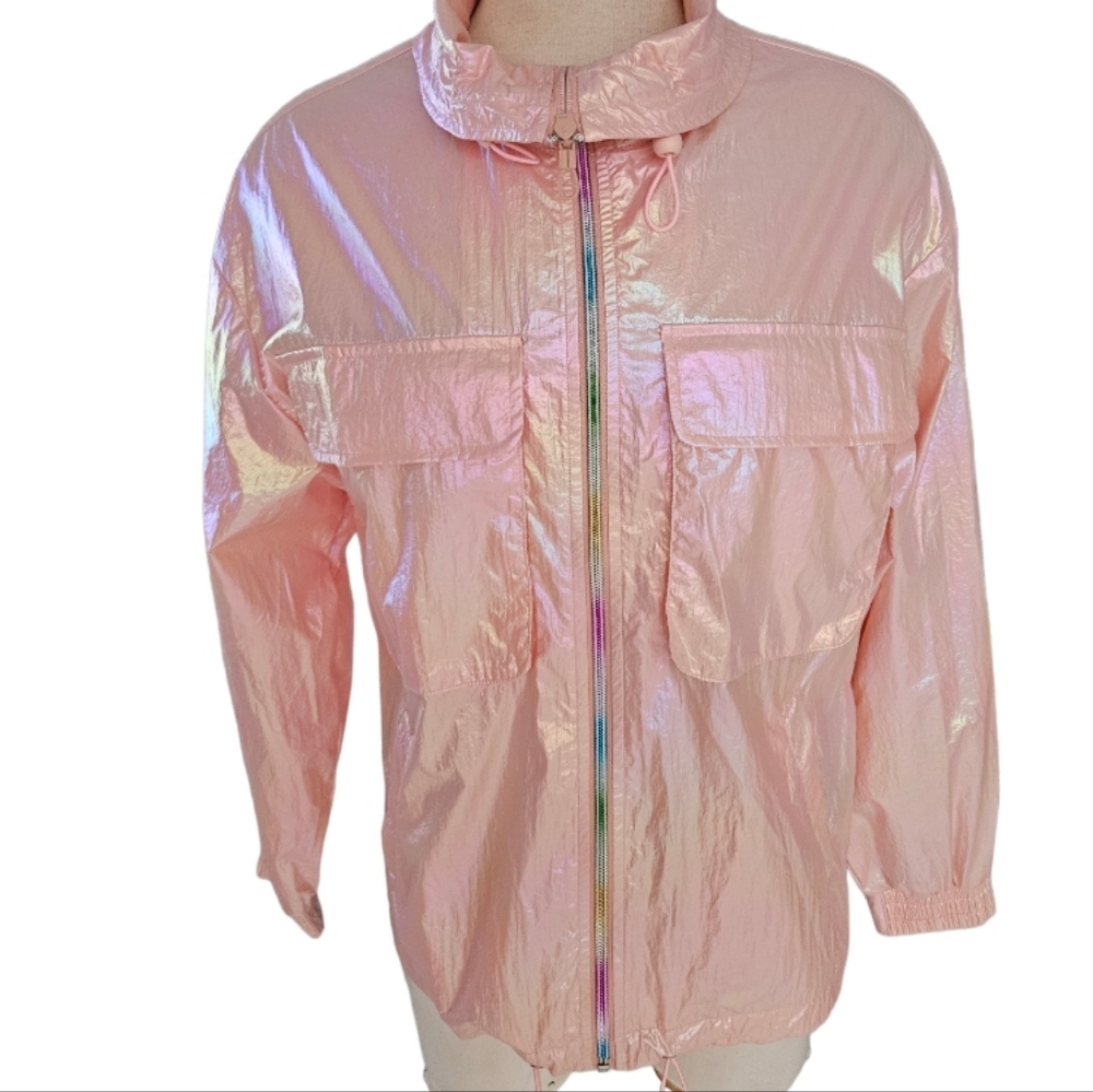 NWT Fashion Nova Windbreaker Candy Coated  Iridescent Lightweight Jacket